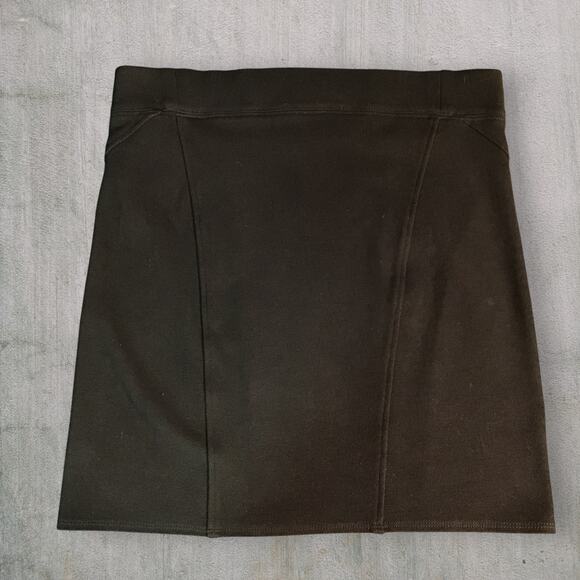 Helmut Black Structured Ponte Mini Skirt L Minimalist Modern Capsule Wardrobe - Picture 2 of 6